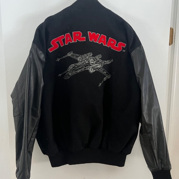 Star Wars Leather Sleeved Embroidered Jacket Size Large - Picture 2 of 4